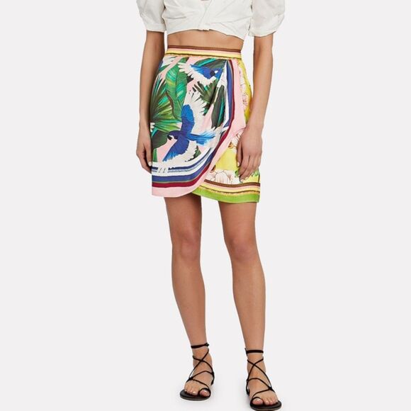 Farm Rio NWT Double Scarfs Pastel Mini Skirt Women’s Size Small Eco Viscose - Picture 2 of 11